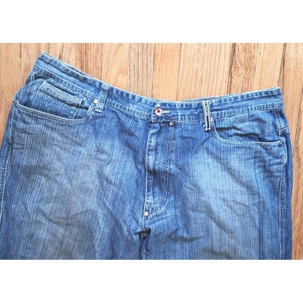 Vintage Y2K Enyce Jeans Wide Leg Baggy Hip Hop 44 x 32 Embroidered Blue Denim - Picture 4 of 16